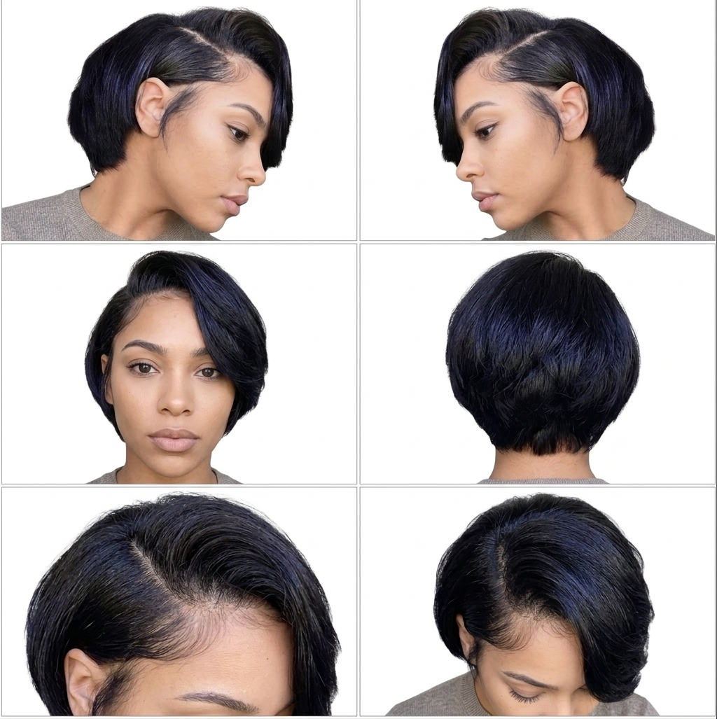 8” Straight Pixie Brazilian Hair Wigs