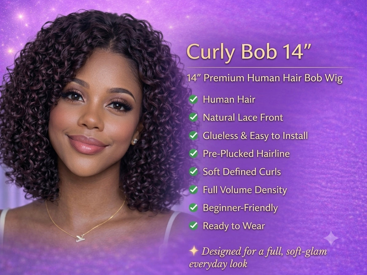 14” Curly Bob Brazilian Hair Wigs