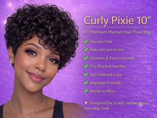 10” Curly Pixie Brazilian Hair Wigs