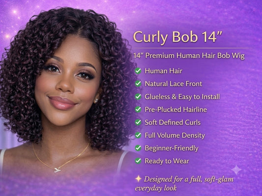 14” Curly Bob Brazilian Hair Wigs