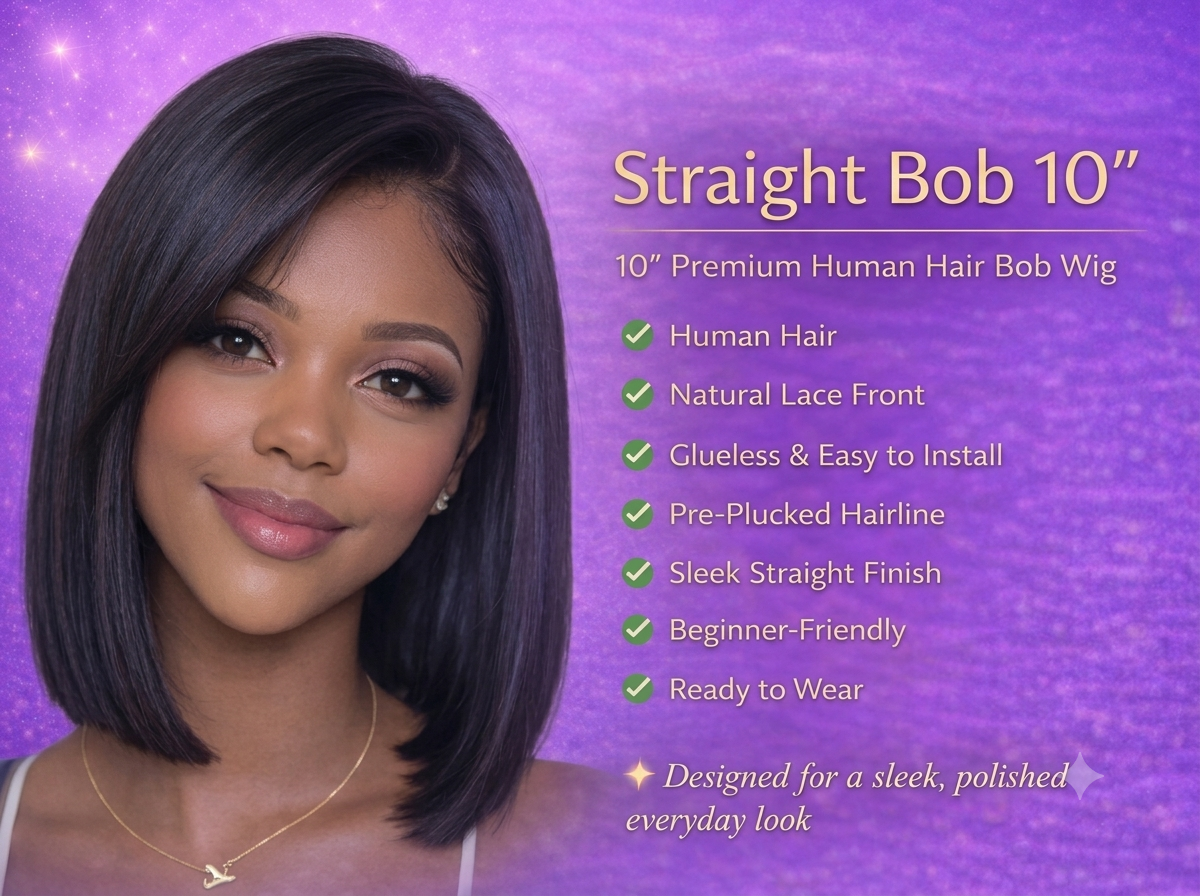 10” Straight Bob Brazilian Hair Wigs