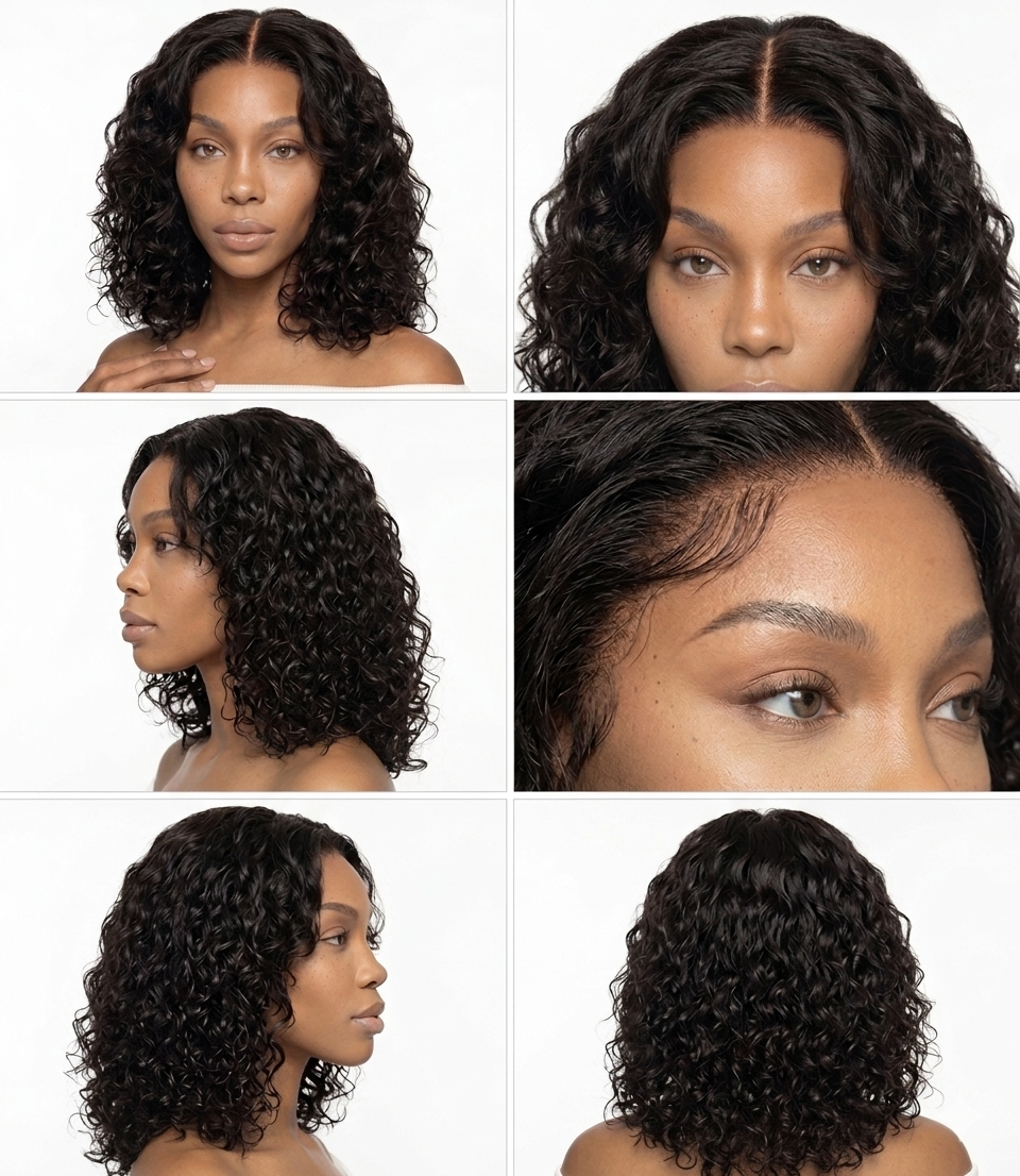 14” Curly Bob Brazilian Hair Wigs