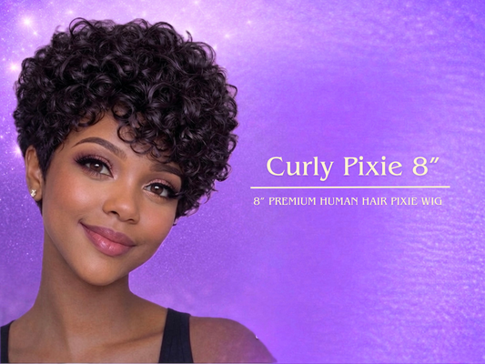 8” Curly Pixie Brazilian Hair Wigs